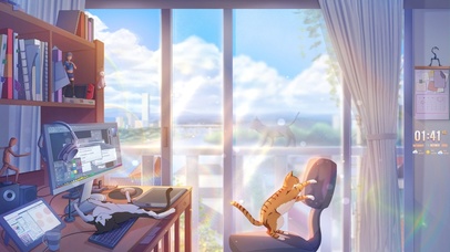 4k 唯美治愈阳光房间猫咪