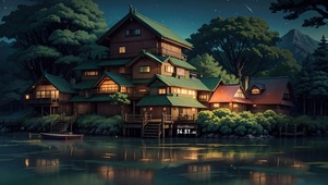 4K唯美治愈夜晚木屋