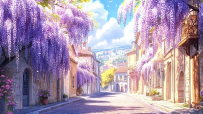 行至紫藤花小镇