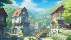 护眼蓝天白云绿景
