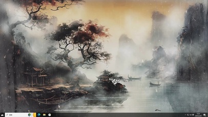 水墨山水黄昏壁纸-桌面主题