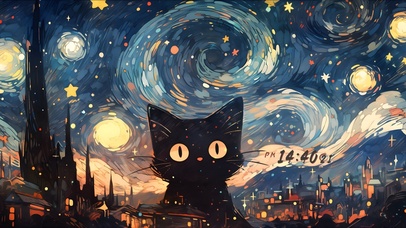 梵高星空猫咪