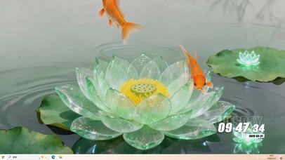 池塘荷花游鱼桌面主题