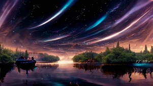 治愈梦幻星空湖景