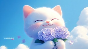 小猫献花