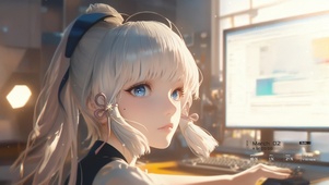 唯美电脑白发少女