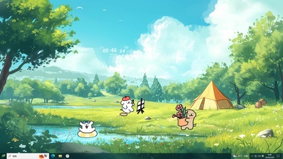 露营线条小狗主题