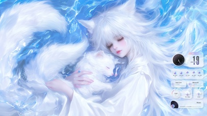 唯美水中雪狐少女