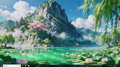 莲潭映樱崖-桌面主题