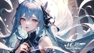 清纯蓝发少女