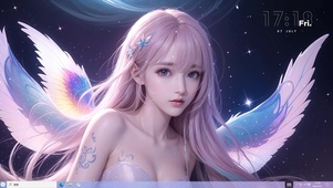 4k七彩羽翼美少女