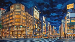 东京夜晚十字路口