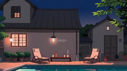 4K唯美仲夏夜小院