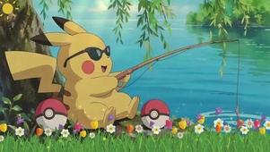 治愈画面皮卡丘钓鱼