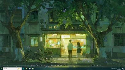 治愈夜晚街道商店