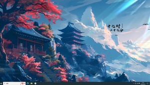 水墨云海樱花
