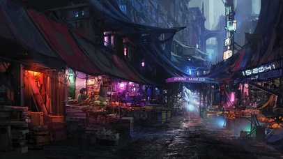 赛博朋克城中村小巷