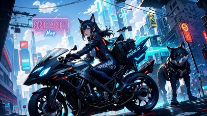 赛博朋克机车少女