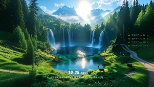 林涧鹿鸣，瀑落清潭