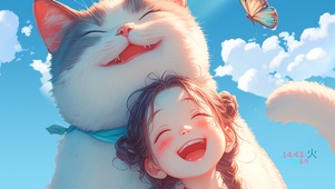 夏日蓝天下的微笑
