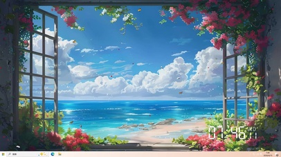 窗外海边树木桌面主题