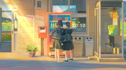 唯美黄昏路边女孩