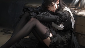 4K蜷缩在角落的女仆