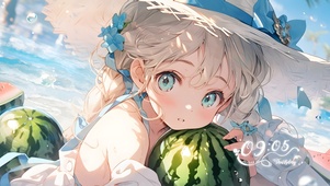 4K 夏日 西瓜与少女