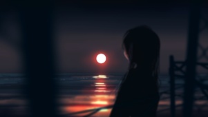 宽屏日落唯美女孩