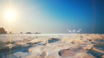 结冰的海滩落日