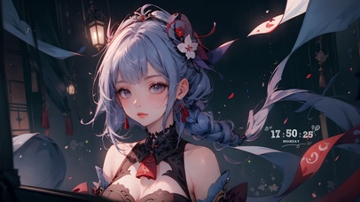 清纯可爱蓝发少女