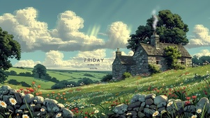 唯美绿色乡间石屋