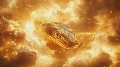 4K蛇年浴火重生的金蛇