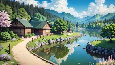 4K唯美治愈夏日动漫乡村美景