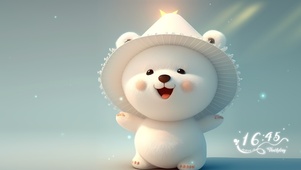 可爱微笑白色小熊