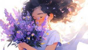 抱着鲜花的女孩