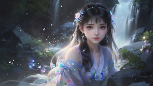 紫色气质古风少女