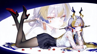 趴着的黑丝高跟鞋美女-黍