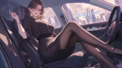 车内气质眼镜美女