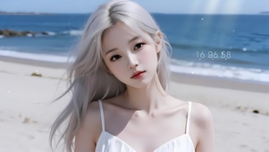 海边清纯金发女孩
