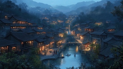 古镇的傍晚时刻