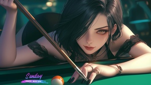 打台球的美女