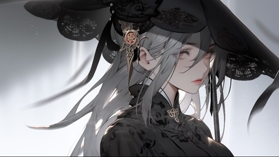 4k黑衣斗笠少女