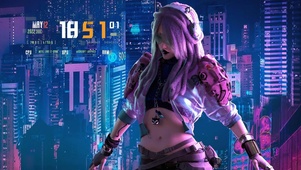 赛博朋克烈焰红唇少女