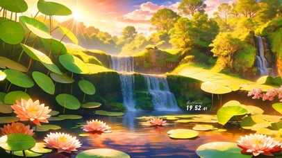 夕阳下美丽睡莲