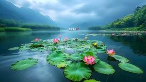 池塘荷花