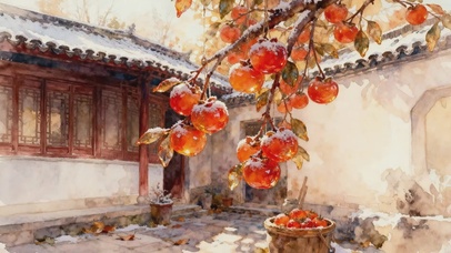 外婆小院柿子树