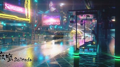 赛博朋克一隅の归家雨中等待