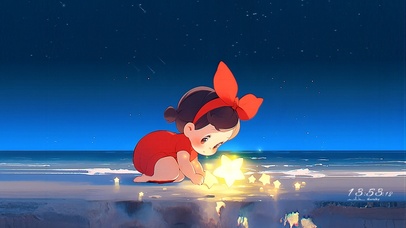 海边种星愿种子的小女孩