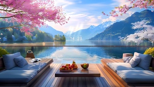 静谧湖畔饮茶